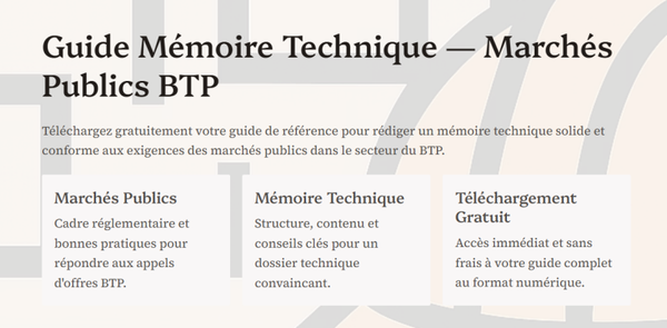 Guide mémoire technique marchés publics BTP téléchargement gratuit
