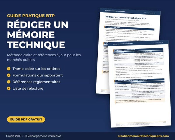 Guide mémoire technique marchés publics BTP téléchargement gratuit
