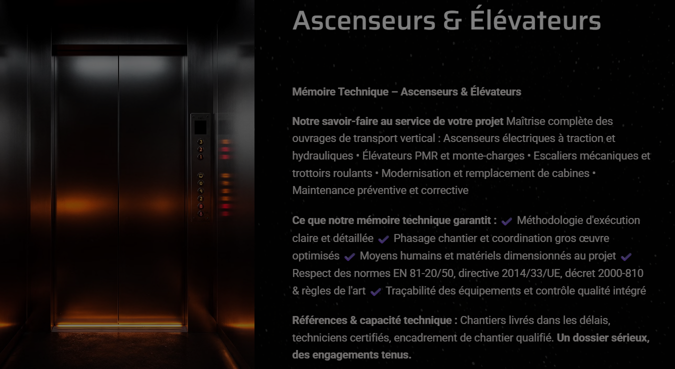 Pack Mémoire Technique Ascenseurs Élévateurs — MT + PPSPS + SOGED + SOPAQ