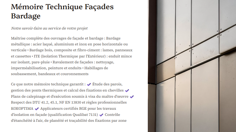 Pack Mémoire Technique Façadier Bardeur — MT + PPSPS + SOGED + SOPAQ