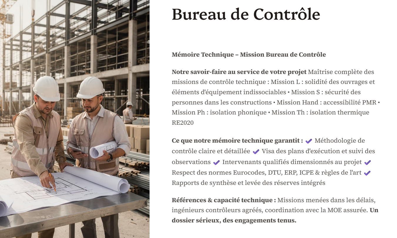 Pack Mémoire Technique Bureaux de Contrôle — MT + PPSPS + SOGED + SOPAQ