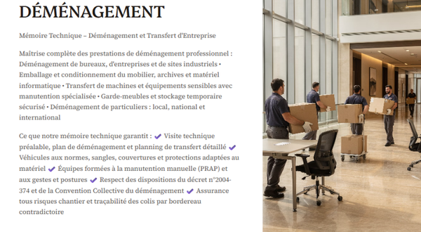 Pack Mémoire Technique Déménagement — MT + PPSPS + SOGED + SOPAQ
