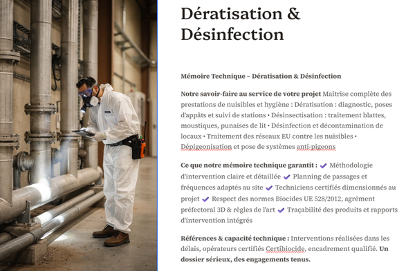 Pack Mémoire Technique Dératisation Désinfestation — MT + PPSPS + SOGED + SOPAQ