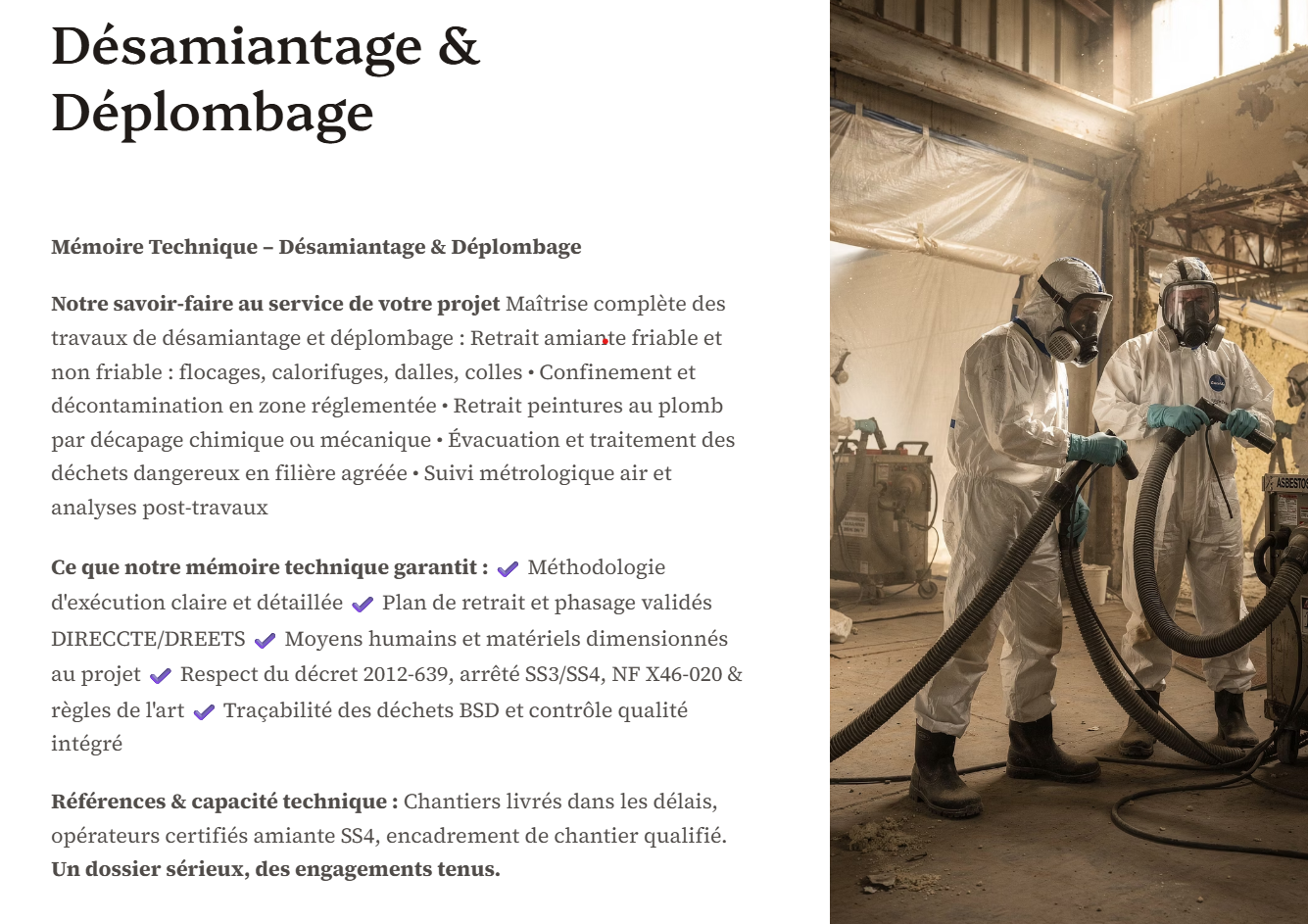 Pack Mémoire Technique Désamiantage Déplombage — MT + PPSPS + SOGED + SOPAQ