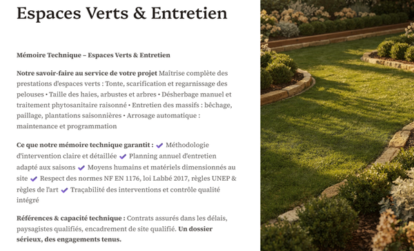 Pack Mémoire Technique Espace Vert Entretien — MT + PPSPS + SOGED + SOPAQ