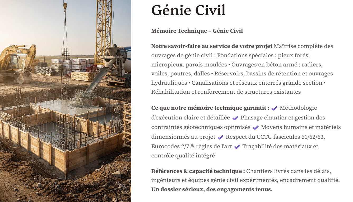 Pack Mémoire Technique Génie Civil — MT + PPSPS + SOGED + SOPAQ