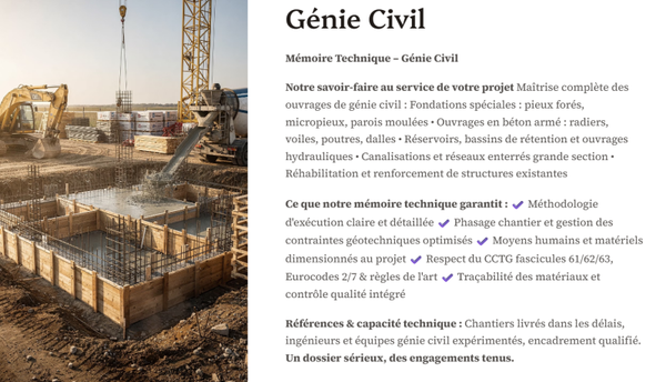 Pack Mémoire Technique Génie Civil — MT + PPSPS + SOGED + SOPAQ
