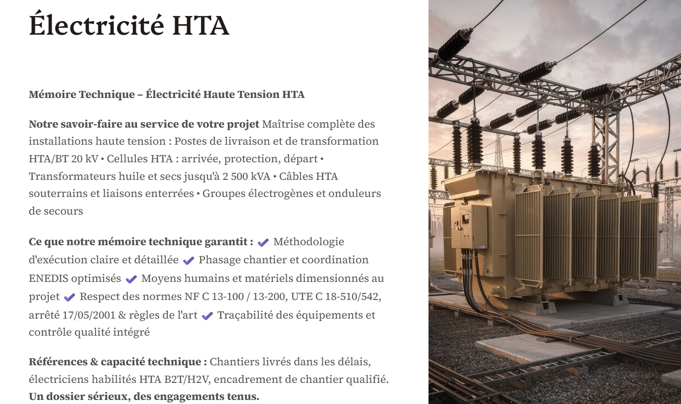 Pack Mémoire Technique Électricité HTA — MT + PPSPS + SOGED + SOPAQ
