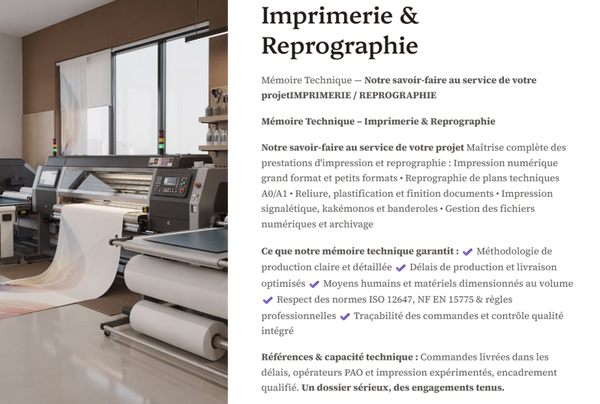 Pack Mémoire Technique Imprimerie Reprographie — MT + PPSPS + SOGED + SOPAQ
