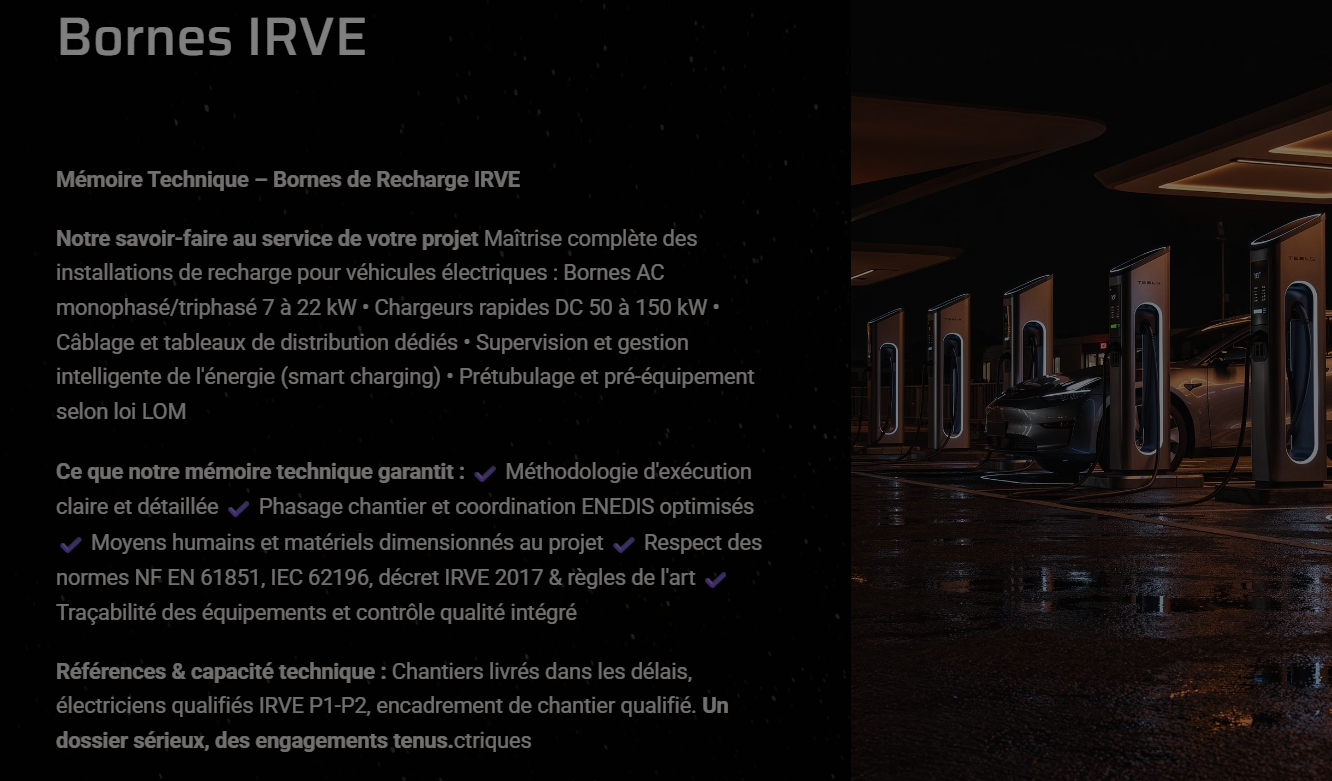Pack Mémoire Technique Bornes IRVE — MT + PPSPS + SOGED + SOPAQ