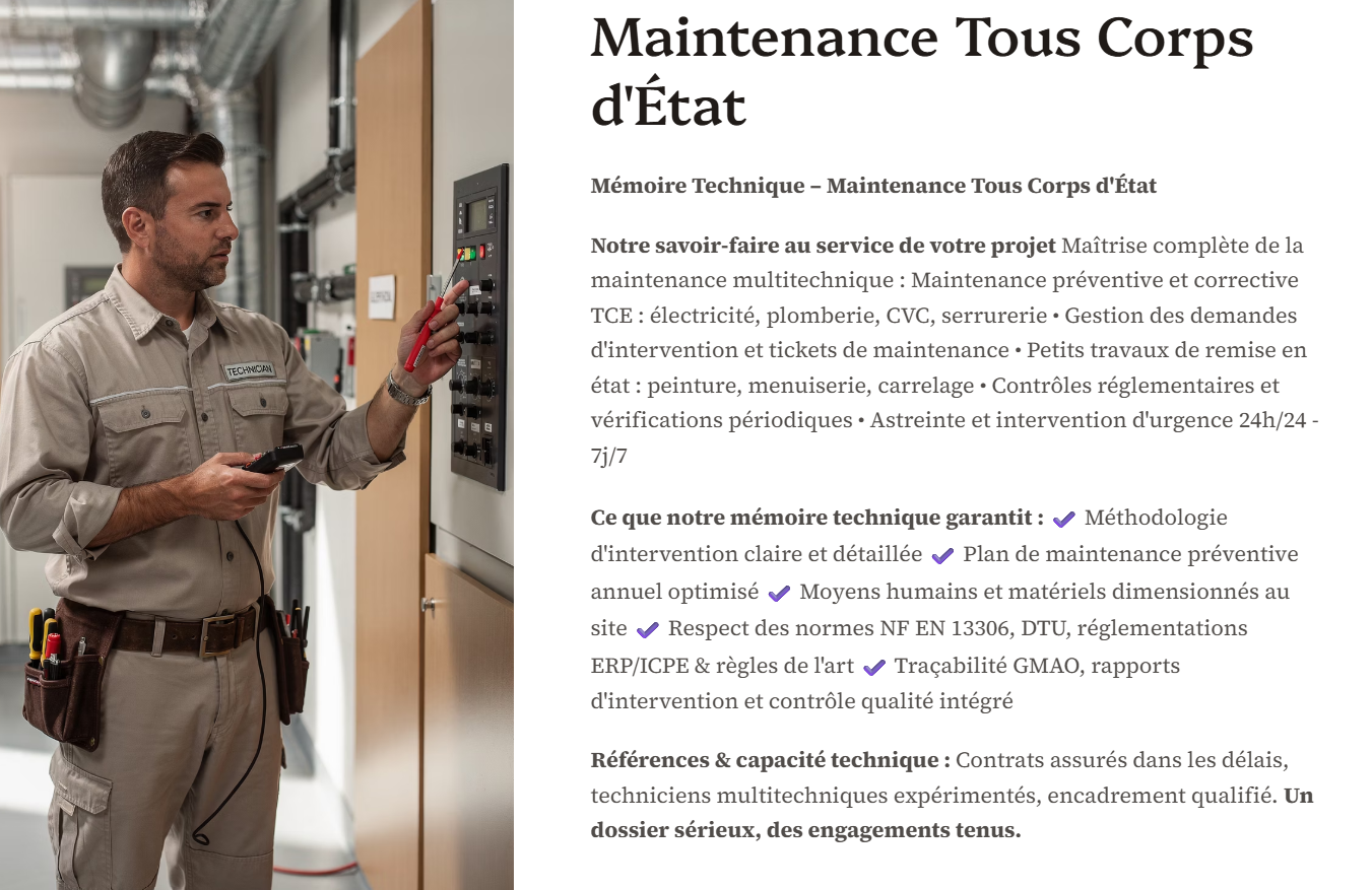 Pack Mémoire Technique Maintenance Tous Corps d'État — MT + PPSPS + SOGED + SOPAQ