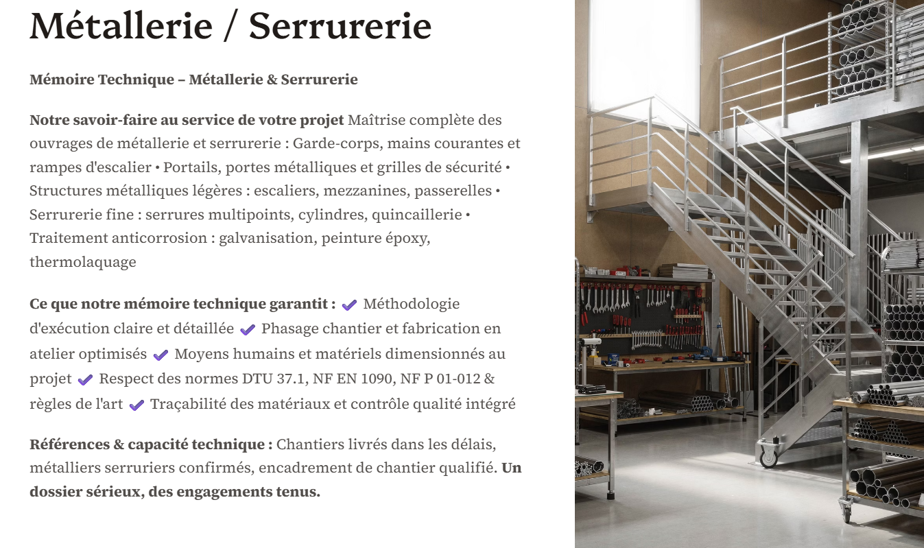 Pack Mémoire Technique Métallerie Serrurerie — MT + PPSPS + SOGED + SOPAQ
