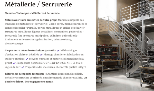 Pack Mémoire Technique Métallerie Serrurerie — MT + PPSPS + SOGED + SOPAQ