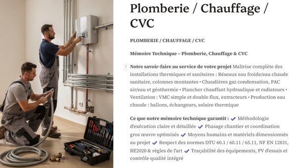 Pack Mémoire Technique Plomberie Chauffage CVC — MT + PPSPS + SOGED + SOPAQ