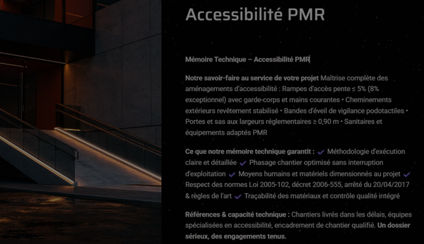 Pack Mémoire Technique Accessibilité PMR — MT + PPSPS + SOGED + SOPAQ