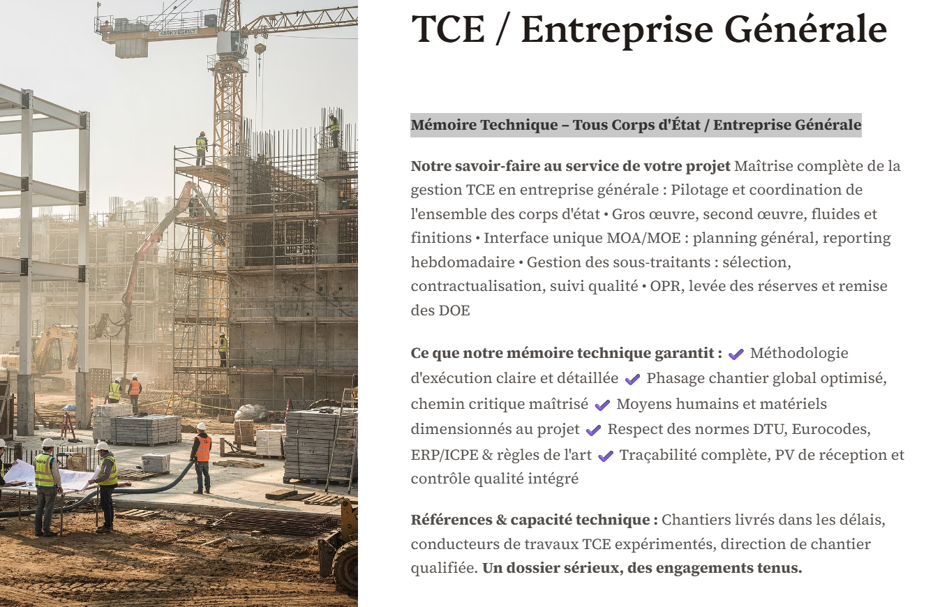 Pack Mémoire Technique TCE Entreprise Générale — MT + PPSPS + SOGED + SOPAQ