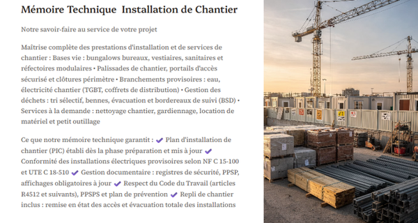 Pack Mémoire Technique Installation de Chantier — MT + PPSPS + SOGED + SOPAQ