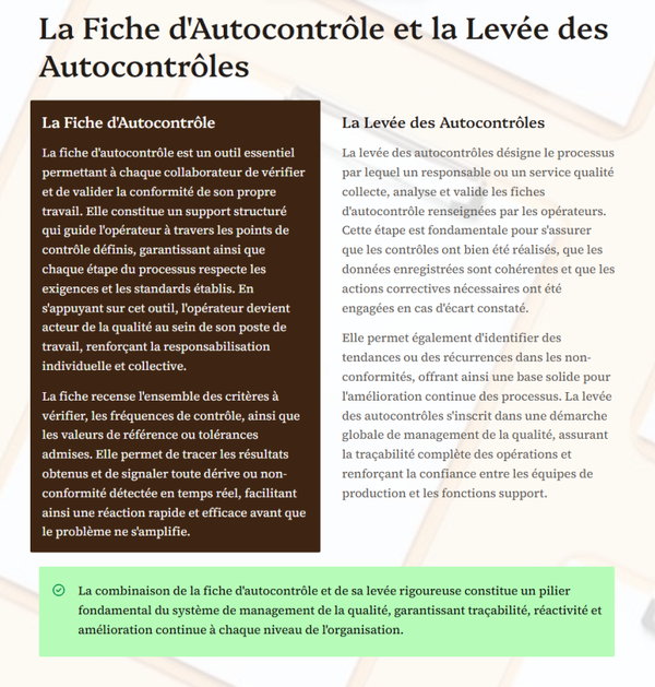 FICHE AUTO CONTROLE