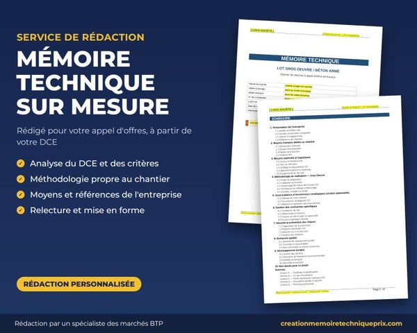 Mémoire Technique Personnalisé — Rédigé sur mesure pour votre appel d'offres