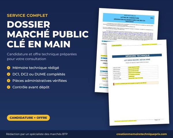 Pack Complet Marchés Publics — Mémoire Technique + Dossier Administratif