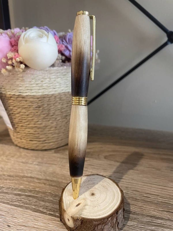 Bille 1/4 tournant en bois flammé