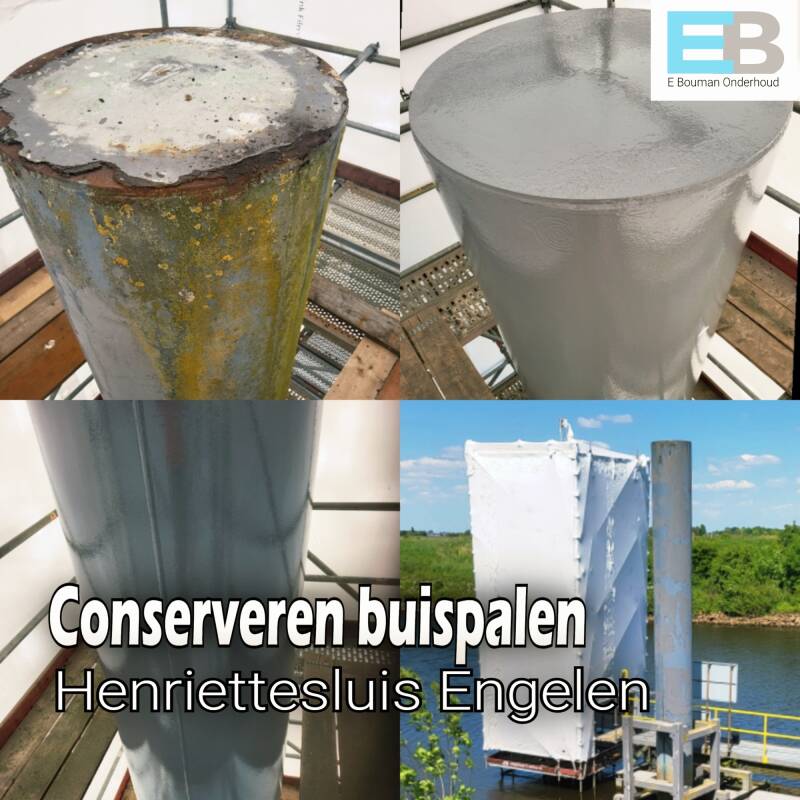 Schilderen stalen buispalen sluis Engelen