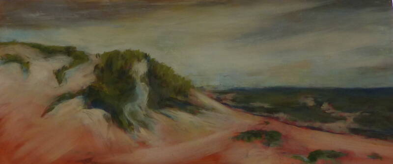 Duinen op Ameland, 53,5 x 124 cm, olieverf op hout, 2025