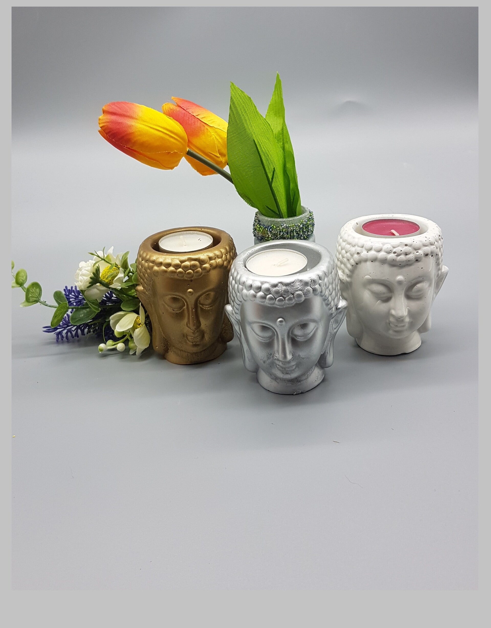 Teelichthalter - Buddha Kopf