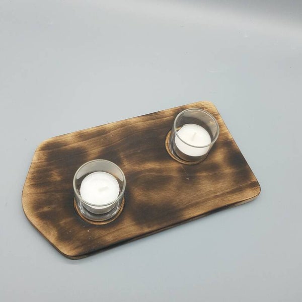 Teelichthalter 2 fach - Holz - 2