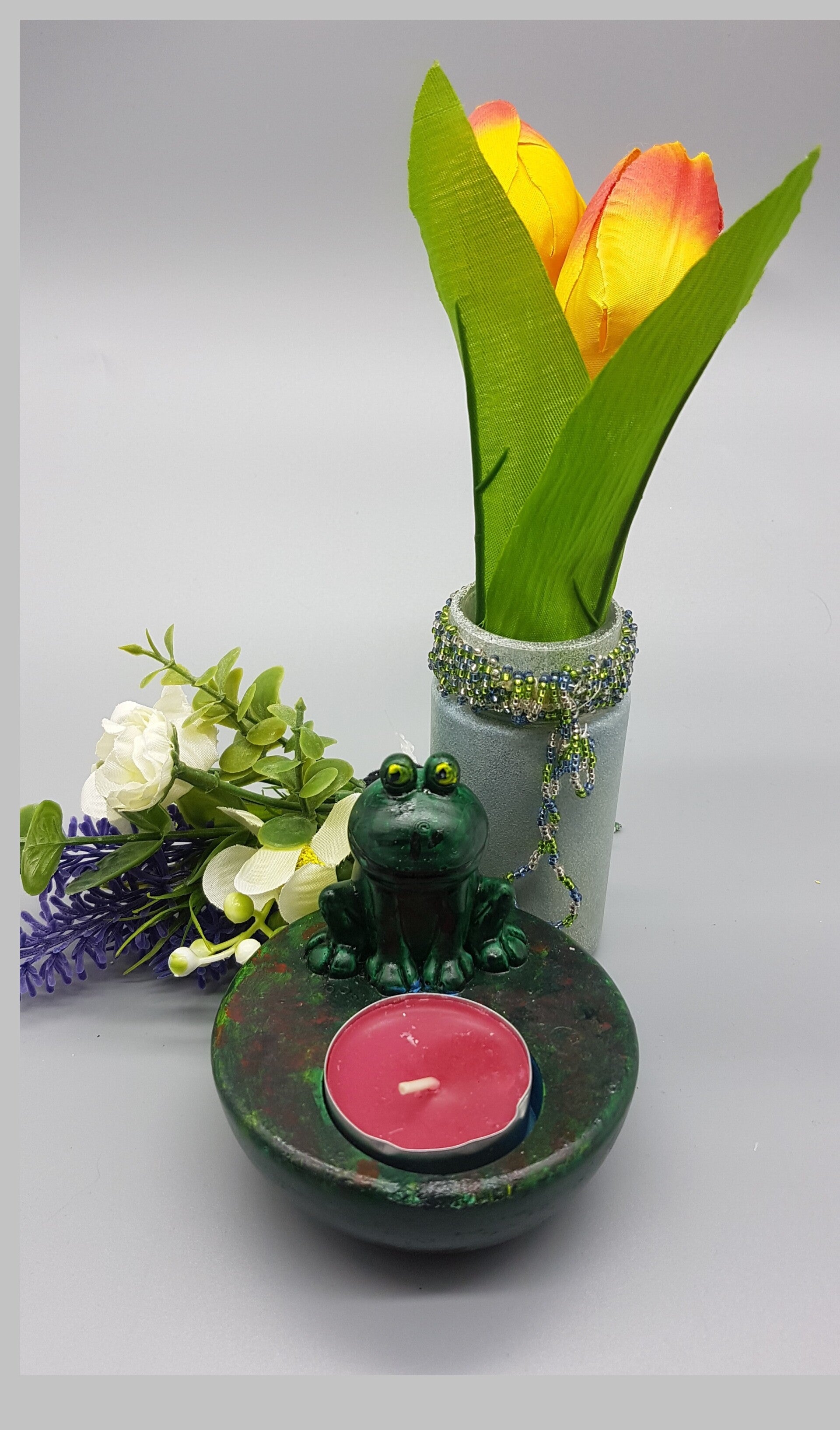 Keramik-Teelicht Frosch