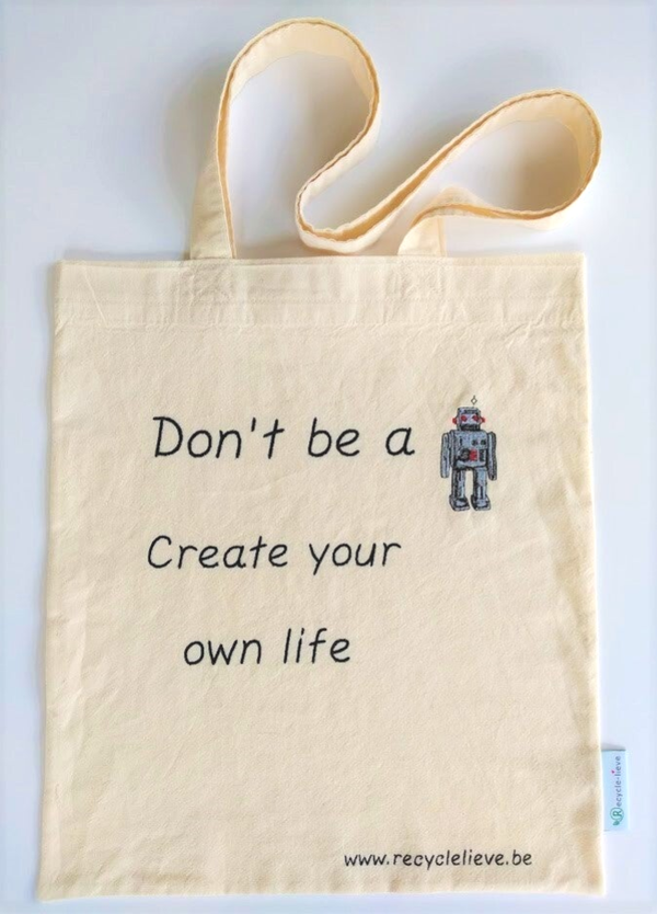 Gerecycleerde draagtas - Ecru Model 1 of Grijze canvas Model 2