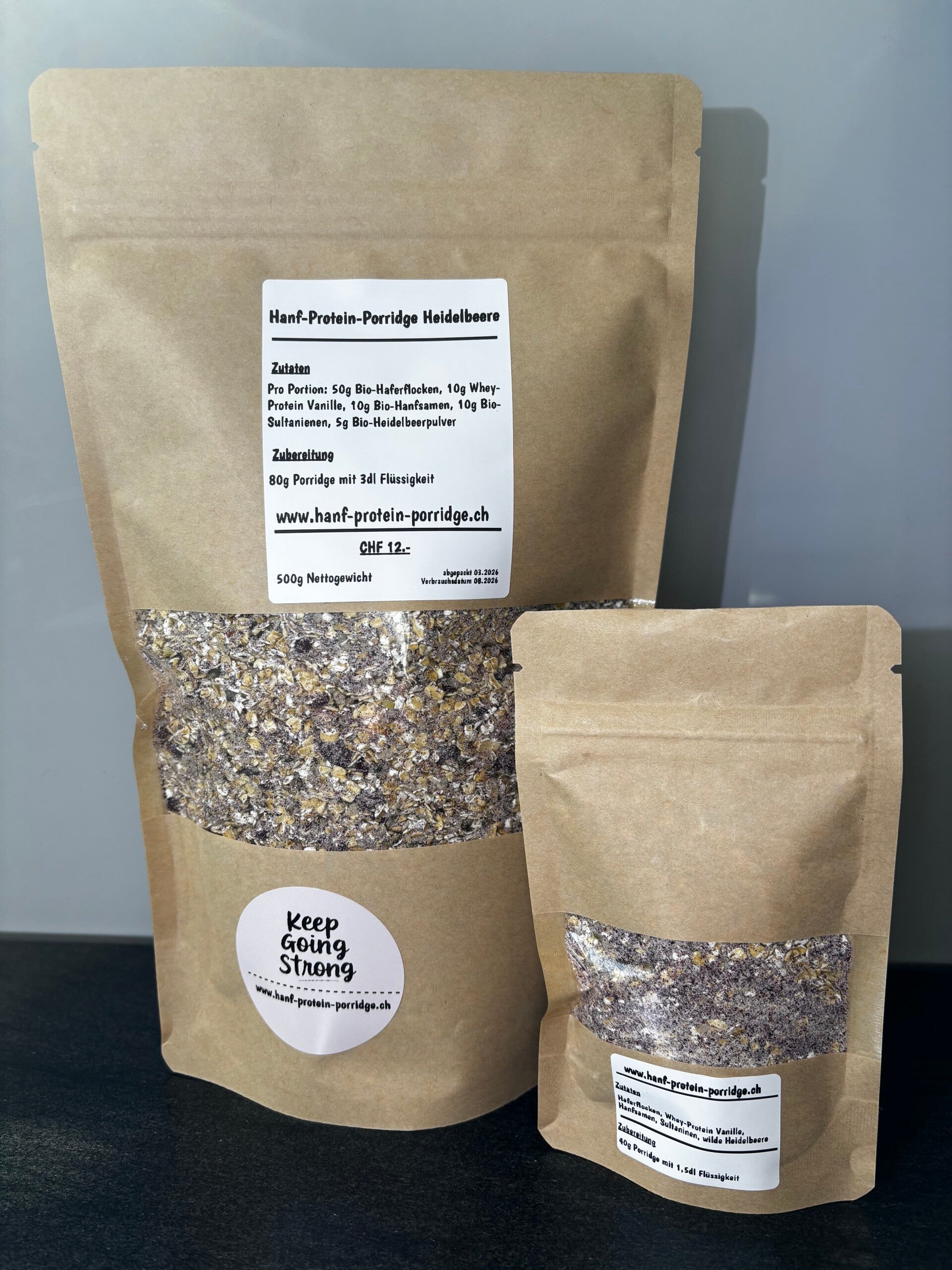 Hanf-Protein-Porridge Heidelbeere