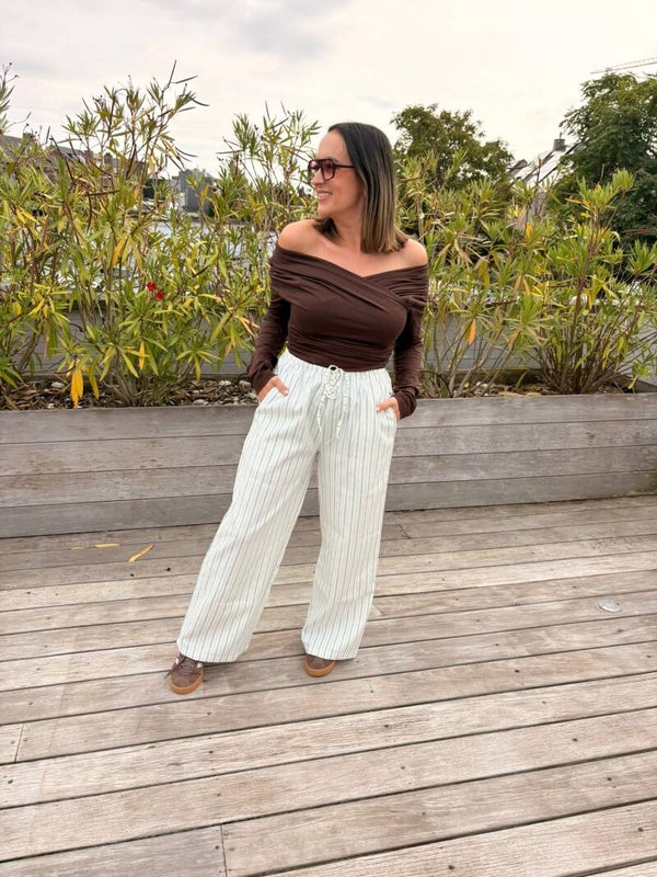 White striped pants