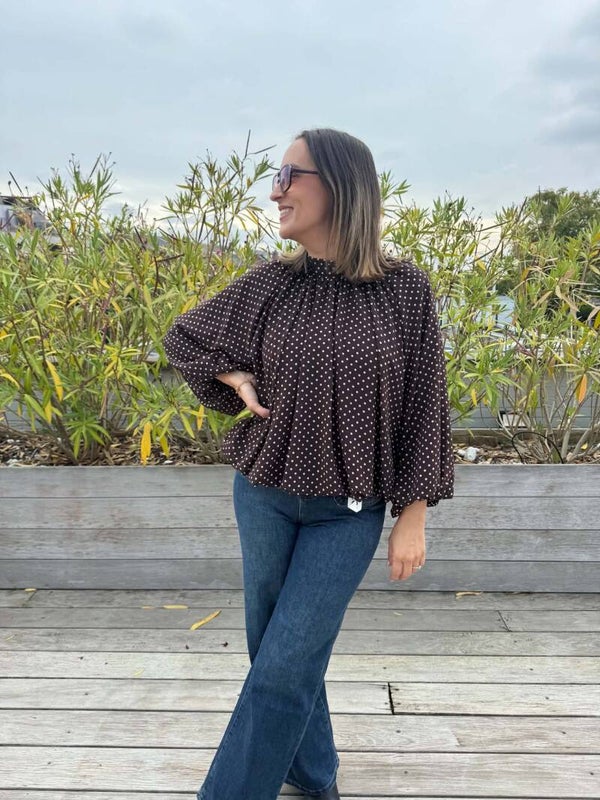 Chocolate polkadot blouse