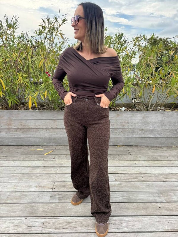 Brown leopard jeans