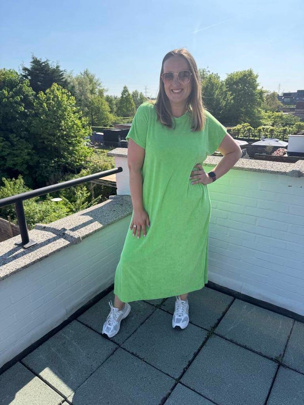 Badstof t-shirt dress limoen groen TU