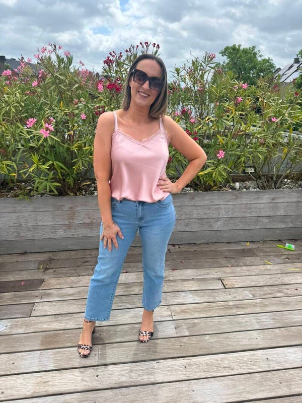 Pink satin top