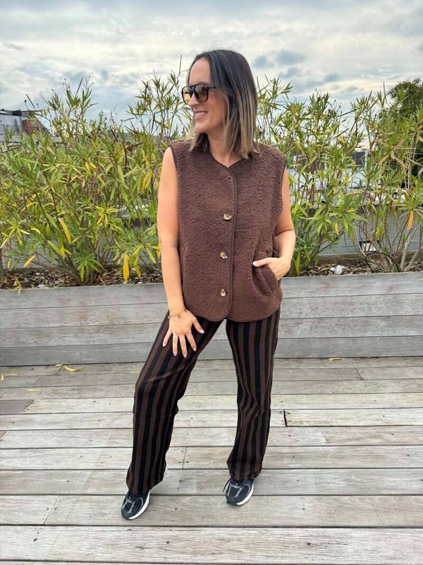 Brown teddy vest