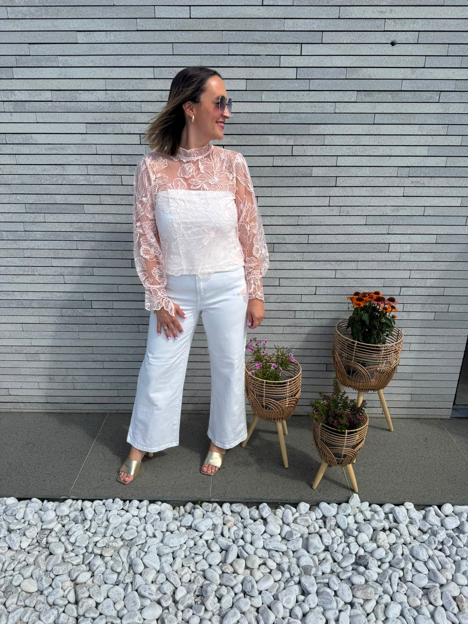 Pink lace blouse