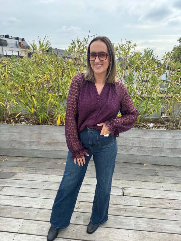 Plum flower blouse