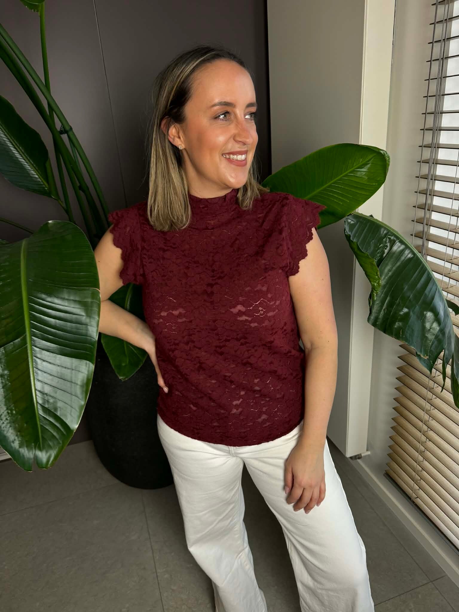 Burgundy lace top