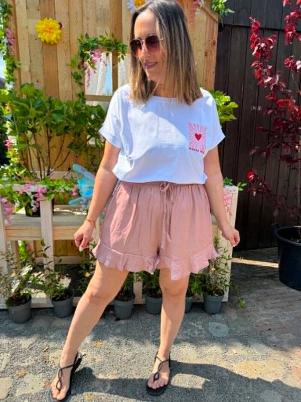 Roze satijnen shortje