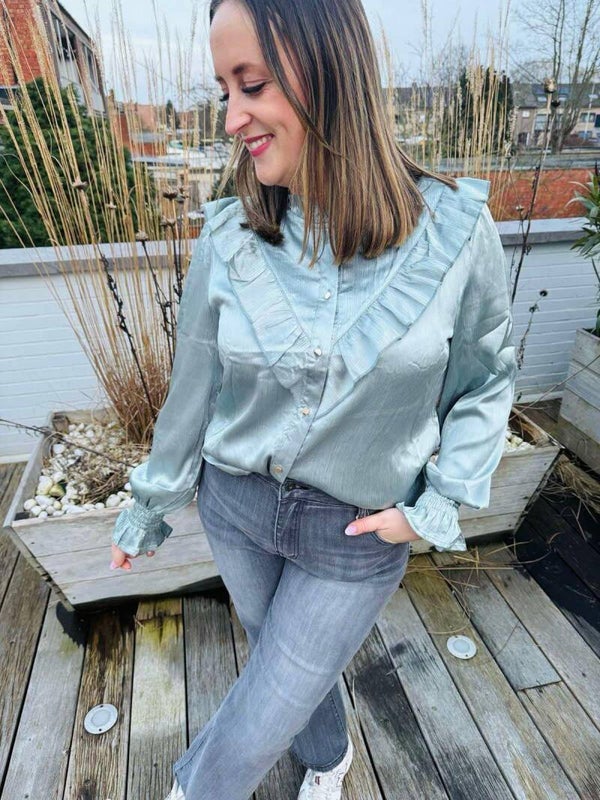 Metallic blue blouse