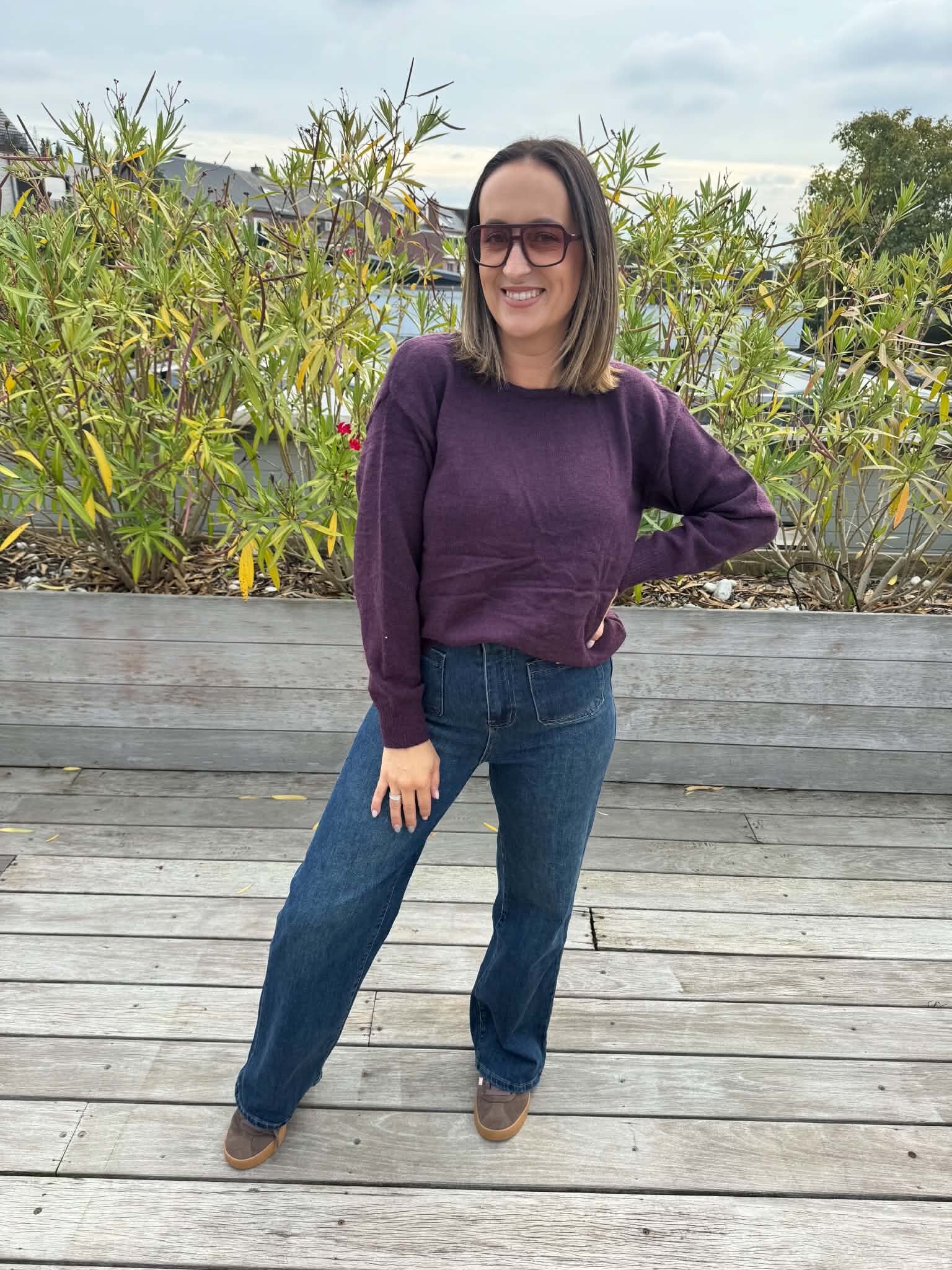 Plum sweater lace back