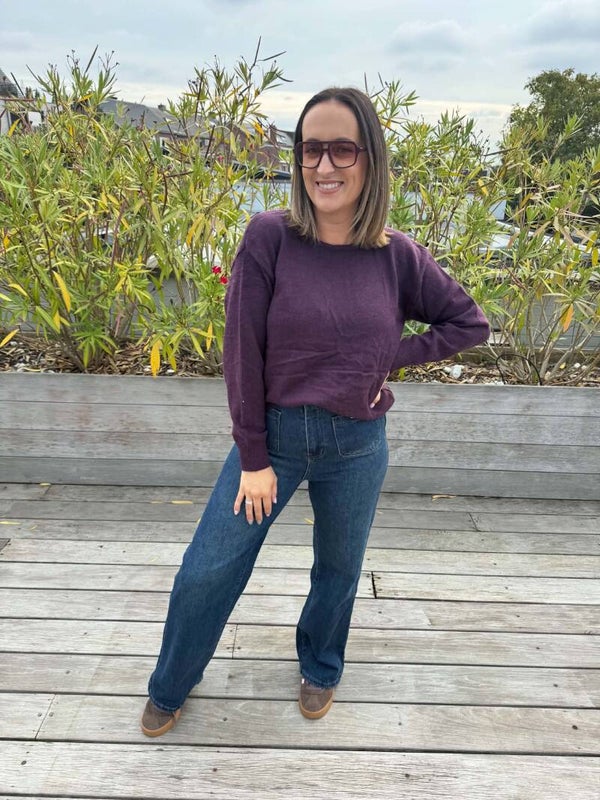 Plum sweater lace back