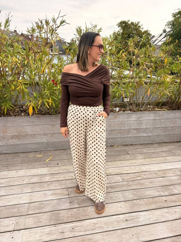 Polkadot pants beige