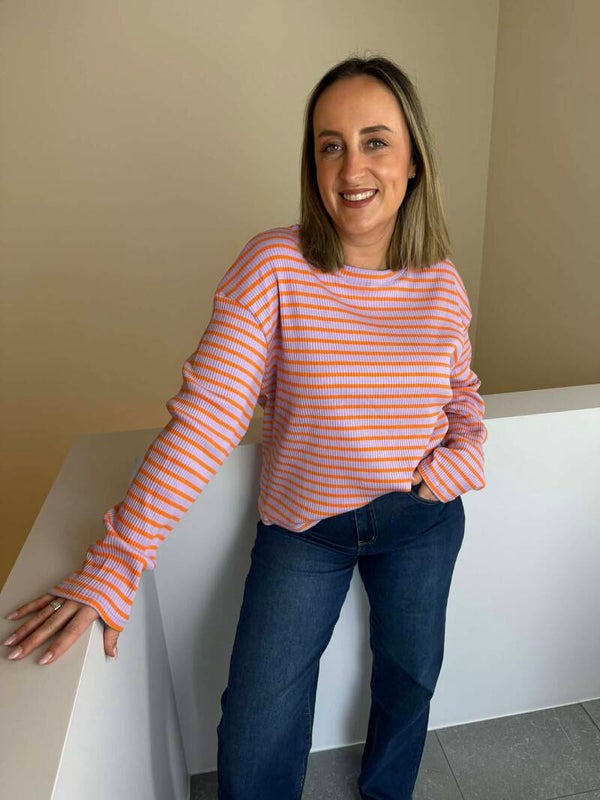 Lila/orange striped longsleeve