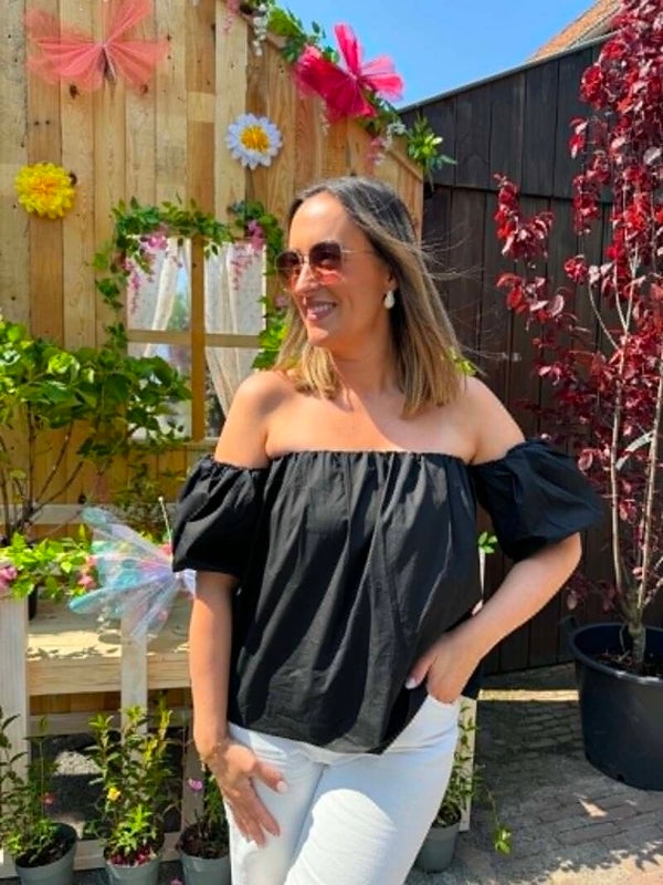 Black off shoulder top