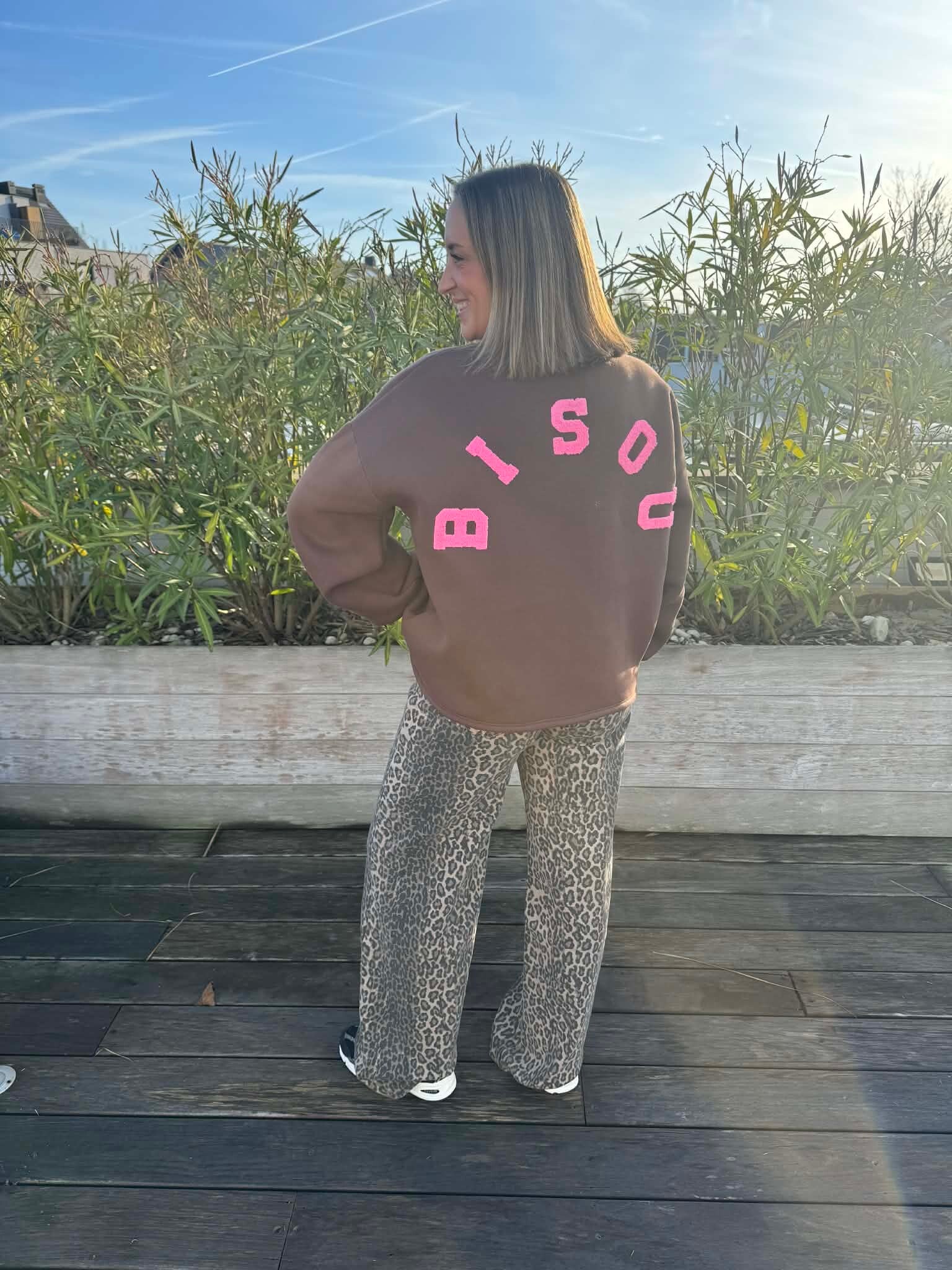 Bisou trui brown/ pink