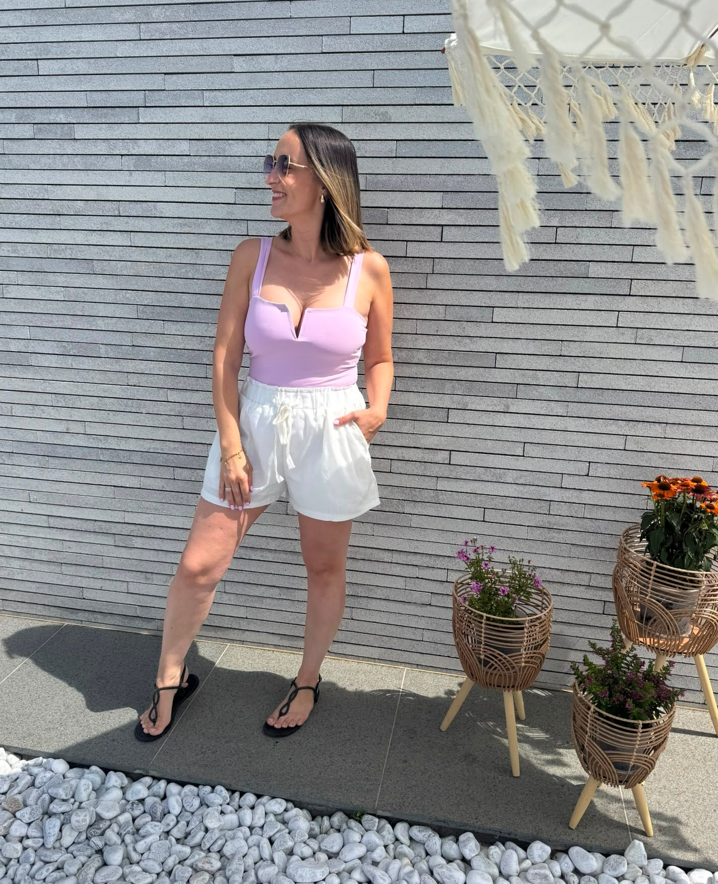 Witte geklede short